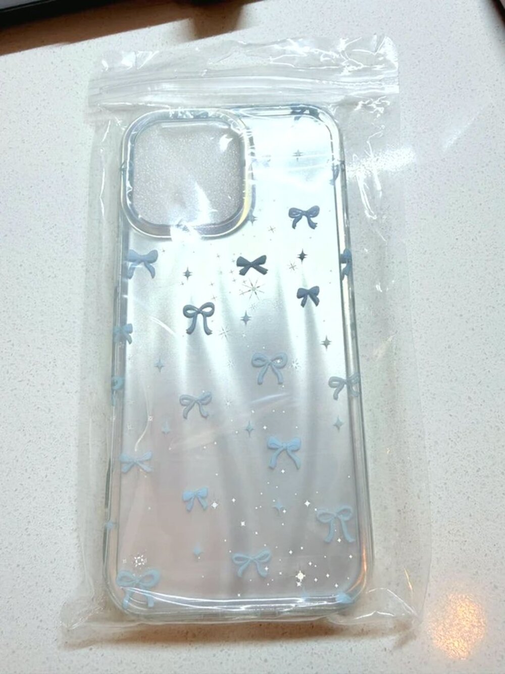 Clear Blue Bow Print iPhone 16 Pro Max Case